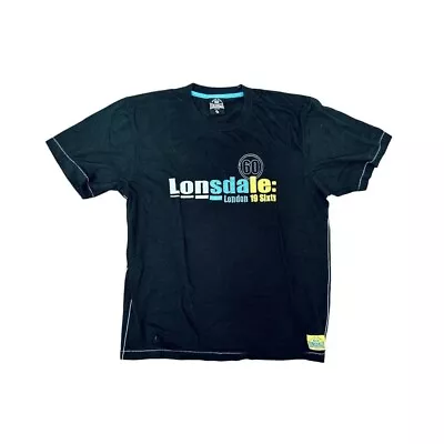 Buy Vintage Lonsdale Pullover Spellout Graphic T-Shirt In Black | Size Medium • 20£