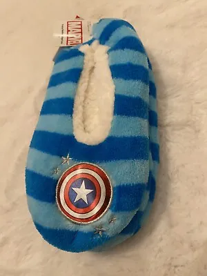 Buy NEW Marvel Captain America Fuzzy Babba Slipper Socks KIDS Sz M/L 8-10.5 Kids • 9.61£