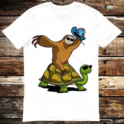 Buy Sloth Cowboy Riding Turtle T Shirt 6096 • 6.35£
