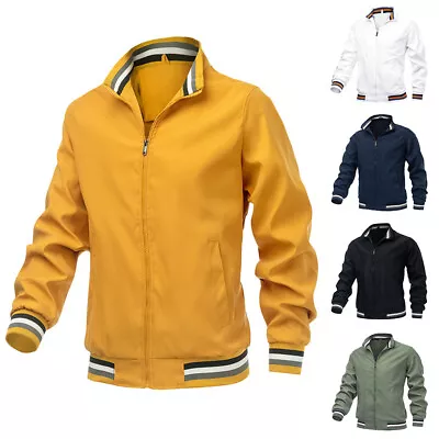 Buy Mens Autumn Coat Windbreaker Stand Collar Casual Zipper Jacket Outdoor Sports • 14.69£