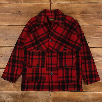 Buy Vintage Windward Wool Jacket L 50s Hunting Check Red Button • 114.99£