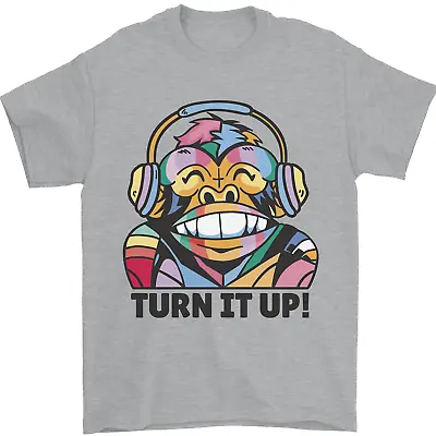 Buy Turn It Up Monkey DJ Headphones Music Mens T-Shirt 100% Cotton • 8.49£