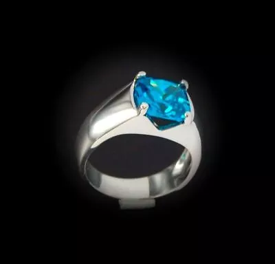 Buy Blue Topaz 925 Streling Silver AAA Quality Lab-Gemstone Ring For Men Jewelry • 48.19£