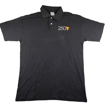 Buy GUINNESS Mens Polo Shirt Size L Black 250th Anniversary Vintage Stedman Cotton • 12.99£
