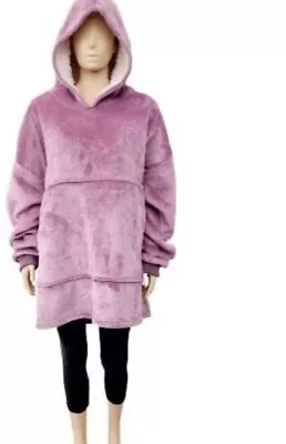 Buy Adult Hoodie Blanket Sherpa Fleece  Soft Over Sized Hooded Sweat Shirt In Pink • 19.99£