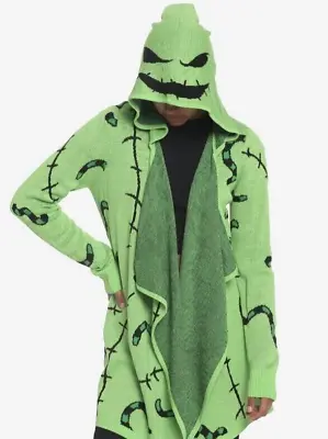 Buy Nightmare Before Christmas Sweater Women Small Oogie Boogie Drape Cardigan Green • 85.24£