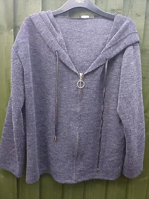 Buy Ladies Luca Vanucci Long Sleeve Hoodie Knitted Fabric Front Zip Bust 46  UK 18 • 12£