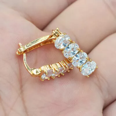 Buy 18K Yellow Gold Filled Mystic Topaz Women Fashion Huggie Earrings Jewelry • 4.99£