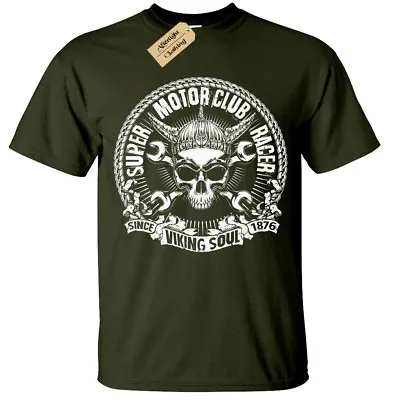 Buy Viking Soul Biker T-Shirt Mens Super Motor Club Racer Motorbike • 11.95£