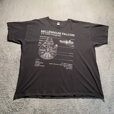 Buy Star Wars Millennium Falcon T-Shirt Mens 2XL Black Short Sleeve • 7.50£
