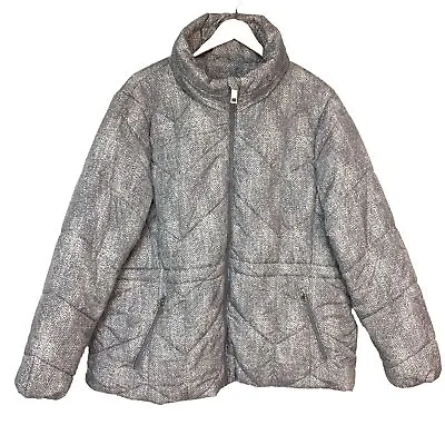 Buy M&S Collection Padded Jacket UK 24 Grey White Hood Pockets Thermowarmth Puffer • 24.99£
