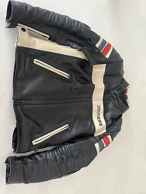 Buy Dainese Retro Leather Bike Jacket With Armour, Black And Red Blue White • 248£