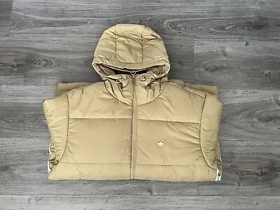 Buy Adidas Beige Padded Hooded Puffer Jacket Size: M • 65£