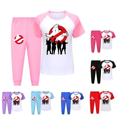 Buy Kids Ghostbusters Cotton Pajamas Set Home Clothes Short Sleeve T Shirt Pants Set • 11.99£