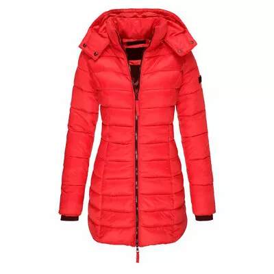 Buy Ladies Winter Long Parka  Coat Quilted Hooded Warm Padded Puffer Jacket Tops UK • 19.99£