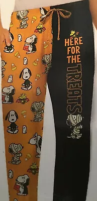 Buy Womans S M L XL 2X 3X Peanuts Snoopy Halloween Sleep Jogger Pants Orange Black • 12.78£