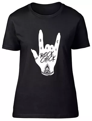Buy Rock Chick Hand Sign Fitted Womens Ladies T Shirt • 8.99£