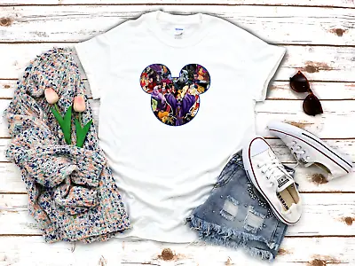 Buy Disney Villains Collage Cartoon White Women's 3/4 Short Sleeve T-Shirt K1060 • 9.92£