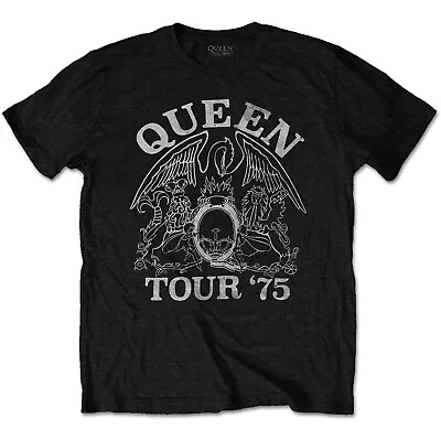 Buy Unisex QUEEN Black T Shirt TOUR '75 Wembley Vintage Style Freddie Mercury BNWT  • 12.99£