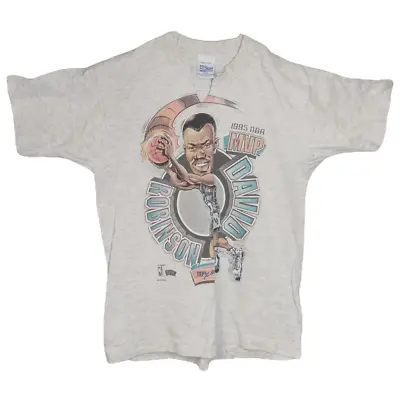 Buy Vintage Gildan Single Stitch T-Shirt Spurs David Robinson MVP 1995 Team Champs • 70.87£
