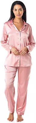 Buy Satini Pyjamas Long Sleeve Button Down Set Satin Sleepwear Nightwear Loungewear • 30.99£