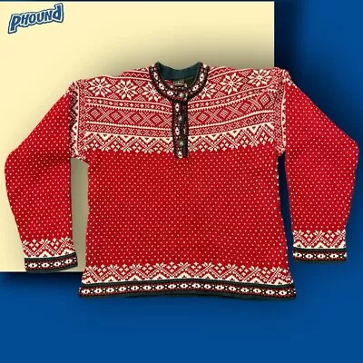 Buy VTG LL Bean Womens Sz M Fair Isle Nordic Birdseye Heavy Blue Sweater Christmas • 28.34£