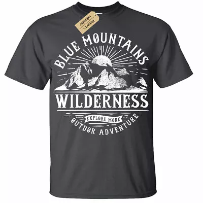 Buy Blue Mountain Outdoor Adventure T-Shirt Hiking Climbing Tee Mens • 12.95£