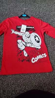 Buy BNWT Age 3-4 Years Captain America Marvel Red Top Long Sleeved • 4£
