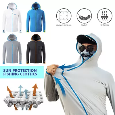 Buy Mens UV Protection Long Sleeve Hoodie Jacket UPF 50+ Zipper Tops  Outdoor ! • 10.79£