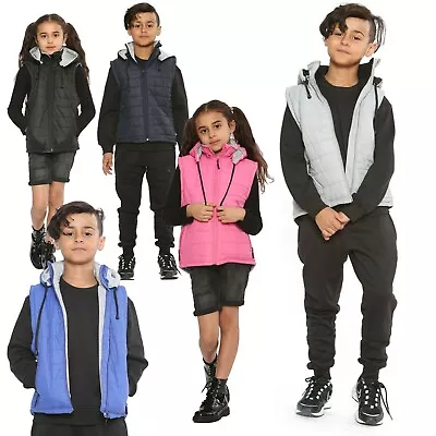 Buy Kids Girls Boys Gilet Sleeveless Hooded Hoodie Body Warmer Vests Zip Up Jacket  • 11.99£
