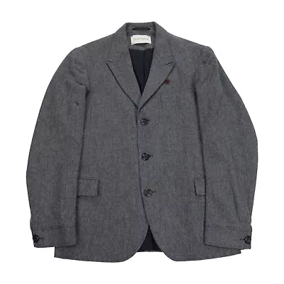 Buy Oliver Spencer Blazer Mens 40 Grey Herringbone Cotton Lambswool Wool Jacket • 34.95£