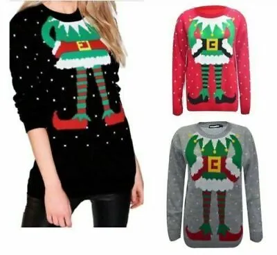 Buy Mens Womens Christmas Jumper Elf Body Joker Knitted Xmas Sweater Top  • 14.99£