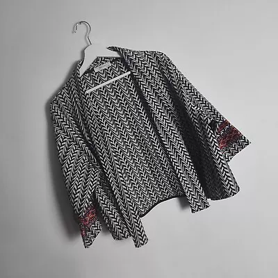 Buy Zara W&B Collection Jacket Women Medium Black White Open Front Cropped Kimono • 28.88£