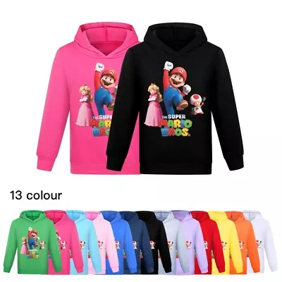 Buy Kids Super Mario Gaming Hooded Hoodie T-shirt Tops Kids Short Sleeve Thin Jumper • 11.59£