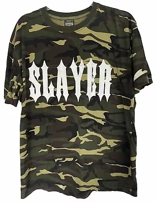 Buy Slayer Camo Camouflage Shirt Large Metal Band Tour Rock Death Gig Heavy Vintage • 19.99£