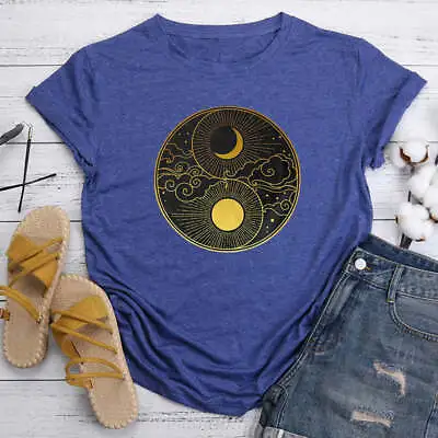 Buy #F Sun And Moon T Shirt Tee-Retro Blue-XXXL • 8.15£