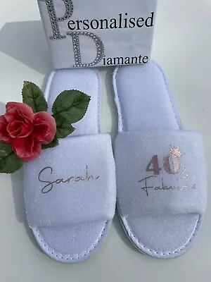 Buy Personalised 40 And Fabulous Spa Day Slippers Birthday Slippers, 30, 50, 60, • 2.50£