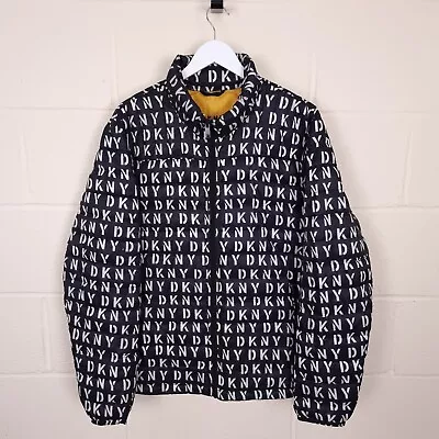 Buy DKNY Puffer Jacket Mens L Large All Over Print Black White Packable Quilted • 27.93£