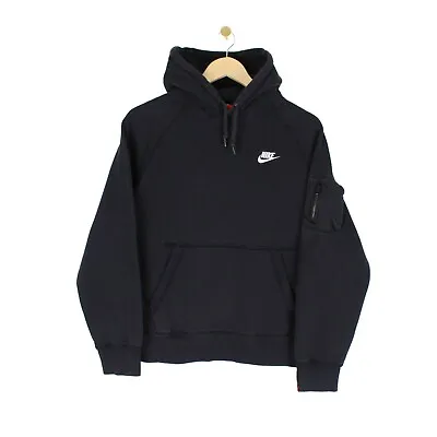 Buy Nike Sweatshirt Hoodie Black Raglan Sleeve Zip Sleeve Pocket Womens Size Medium • 24.99£