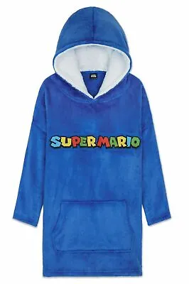 Buy Super Mario Blue Hoodie For Boys, Fleece Oversized Hoodie Blanket For Kids • 23.49£