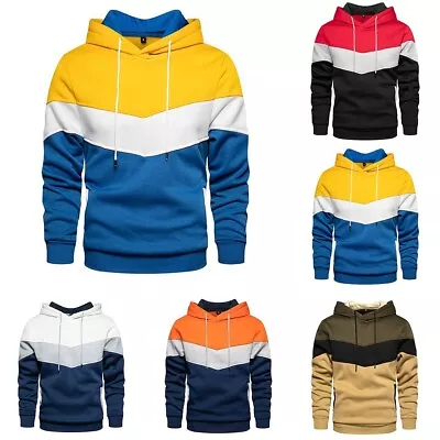 Buy Stylish Long Sleeve Hoodies Pullover Tops For Men Athletic Slim Fit Sweatshirt • 17.39£