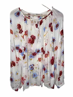 Buy Lucky Brand Floral-Print Peasant Boho Blouse Top Size X-Large • 18.94£