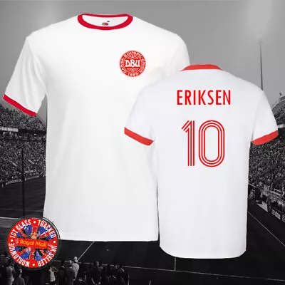 Buy Denmark Christian Eriksen Football Ringer T-shirt Unisex Gift Soccer Euros • 15.99£