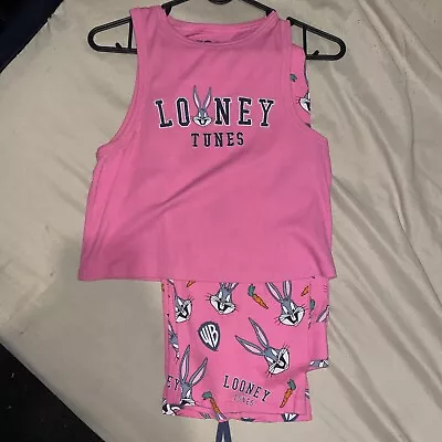 Buy Womens Pink Looney Tunes Pyjamas Set Size 12-14 Uk Worn Once  • 20£