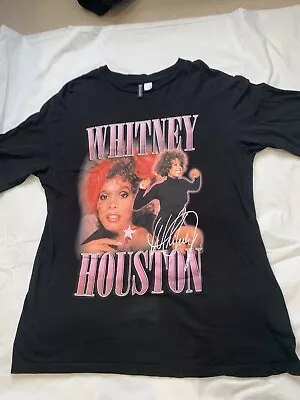 Buy Whitney Houston Black T-Shirt Dress/ Oversized T-Shirt - Size S  • 12£