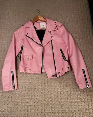 Buy MANGO Pink Biker Jacket Size 8 • 5£