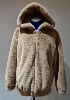 Buy Urban Outfitters Beige Furry Ladies Full Zip Jacket/Coat With Hood Size XS/TP • 9.99£