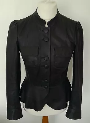 Buy NEXT SIGNATURE - Soft REAL LEATHER Jacket Peplum Black Size 8 • 64.99£