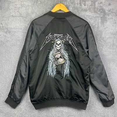 Buy Midnight Hustler Bomber Jacket Mens Medium Black Reaper Design Metallica • 27.86£