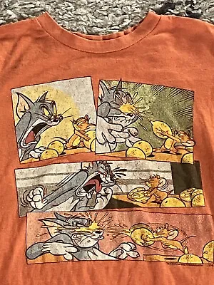Buy Old Navy Tom And Jerry Shirt Boys Size L Short Sleeve Top Orange Cotton • 5.57£